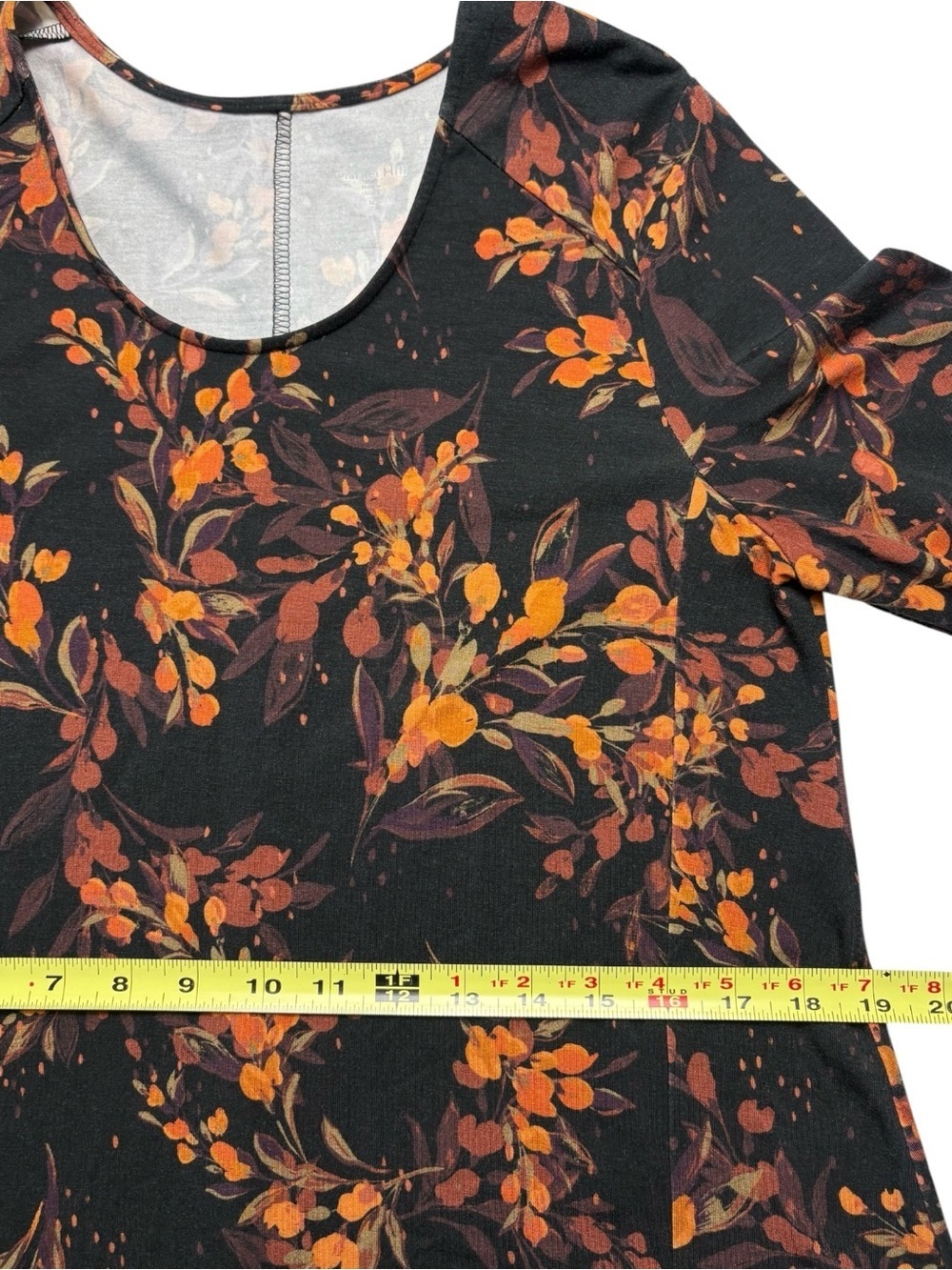 Garnet Hill Seamed Knit Trapeze Dress M Floral Knee Length Tencel Swing - Picture 5 of 9